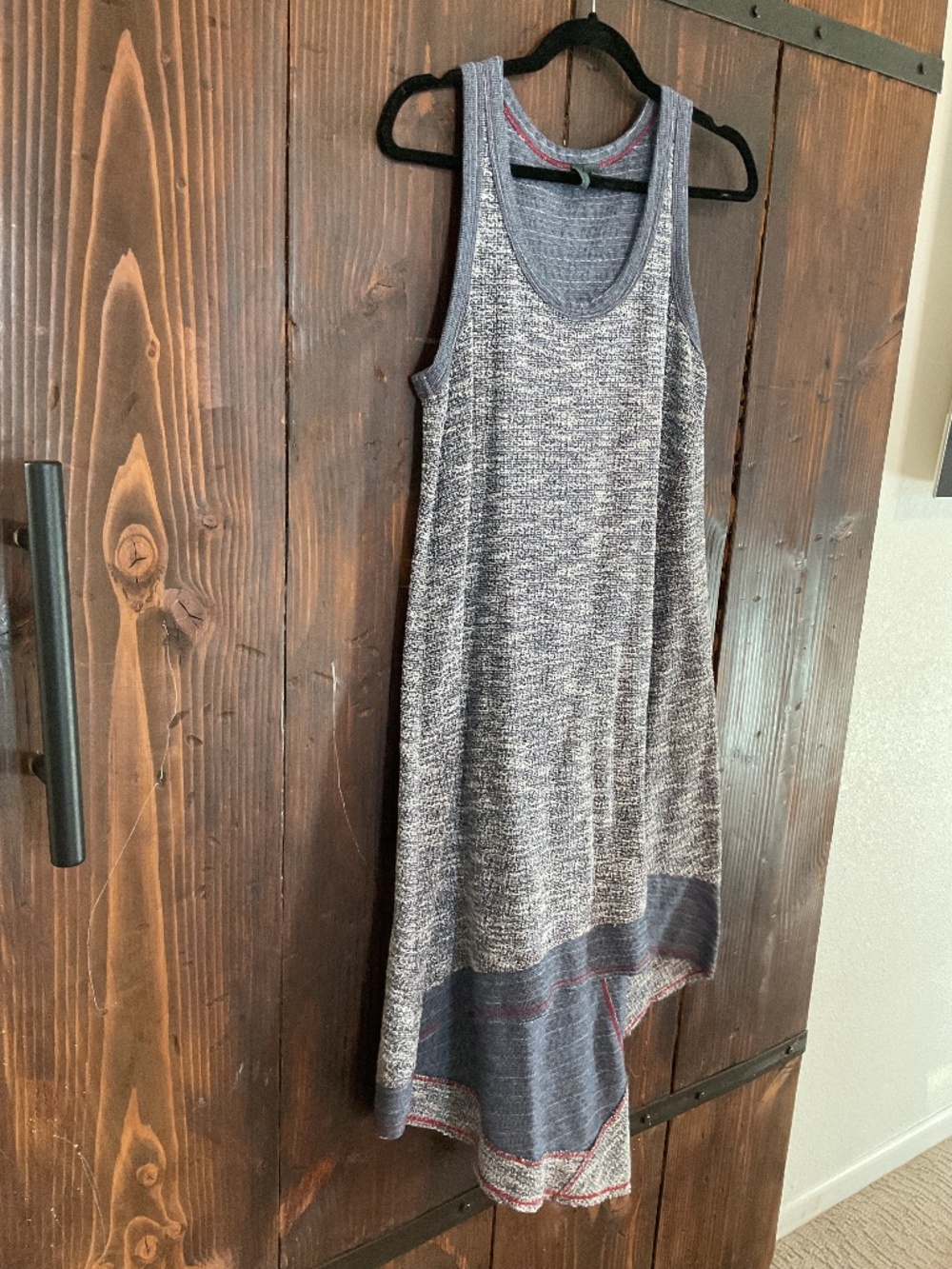 Left of center sleeveless blue dress